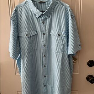Drake Blue Striped Casual Button Down Shirt